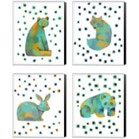 Framed Polka Dot Watercolor Animals 4 Piece Canvas Print Set