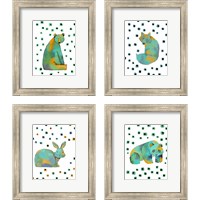 Framed 'Polka Dot Watercolor Animals 4 Piece Framed Art Print Set' border=