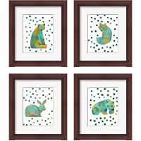 Framed 'Polka Dot Watercolor Animals 4 Piece Framed Art Print Set' border=