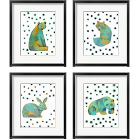 Framed Polka Dot Watercolor Animals 4 Piece Framed Art Print Set