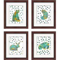 Framed 'Polka Dot Watercolor Animals 4 Piece Framed Art Print Set' border=