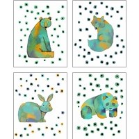 Framed 'Polka Dot Watercolor Animals 4 Piece Art Print Set' border=