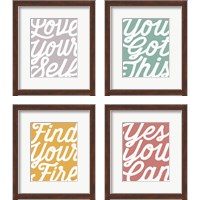 Framed 'Positivity 4 Piece Framed Art Print Set' border=