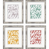 Framed 'Positivity 4 Piece Framed Art Print Set' border=