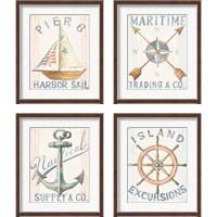 Framed Floursack Nautical  4 Piece Framed Art Print Set