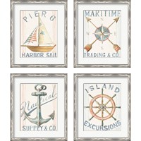 Framed 'Floursack Nautical  4 Piece Framed Art Print Set' border=