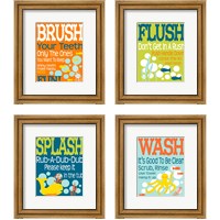 Framed 'Ocean Bubble Friends 4 Piece Framed Art Print Set' border=