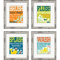 Framed 'Ocean Bubble Friends 4 Piece Framed Art Print Set' border=