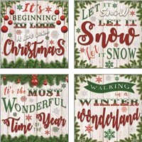 Framed 'Christmas 4 Piece Art Print Set' border=