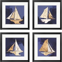 Framed Sailboat Blue 4 Piece Framed Art Print Set