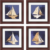 Framed Sailboat Blue 4 Piece Framed Art Print Set