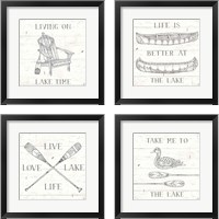 Framed 'Lake Sketches  4 Piece Framed Art Print Set' border=