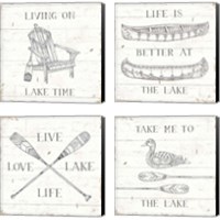 Framed 'Lake Sketches  4 Piece Canvas Print Set' border=