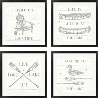 Framed 'Lake Sketches  4 Piece Framed Art Print Set' border=