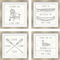 Framed Lake Sketches  4 Piece Framed Art Print Set