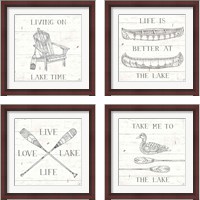Framed Lake Sketches  4 Piece Framed Art Print Set