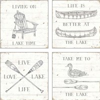 Framed Lake Sketches  4 Piece Art Print Set