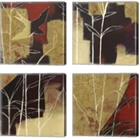 Framed 'Sun Stems Tile 4 Piece Canvas Print Set' border=