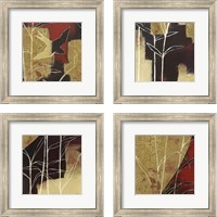 Framed 'Sun Stems Tile 4 Piece Framed Art Print Set' border=