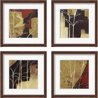 Framed 'Sun Stems Tile 4 Piece Framed Art Print Set' border=