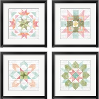 Framed 'Pastel Flower Market 4 Piece Framed Art Print Set' border=