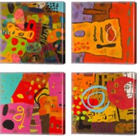 Framed 'Conversations in the Abstract 4 Piece Canvas Print Set' border=