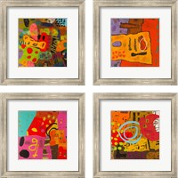 Framed 'Conversations in the Abstract 4 Piece Framed Art Print Set' border=