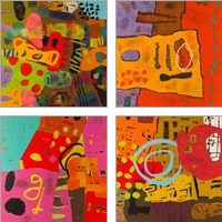 Framed Conversations in the Abstract 4 Piece Art Print Set