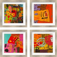 Framed 'Conversations in the Abstract 4 Piece Framed Art Print Set' border=
