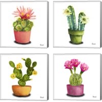 Framed 'Cactus Flowers 4 Piece Canvas Print Set' border=