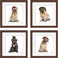 Framed 'Pugs in Hats 4 Piece Framed Art Print Set' border=