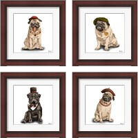 Framed Pugs in Hats 4 Piece Framed Art Print Set