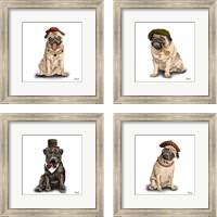 Framed Pugs in Hats 4 Piece Framed Art Print Set