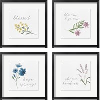 Framed 'Wildflowers and Sentiment 4 Piece Framed Art Print Set' border=