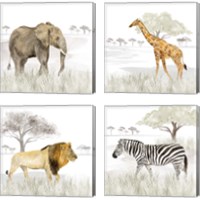 Framed 'Serengeti Wildlife 4 Piece Canvas Print Set' border=