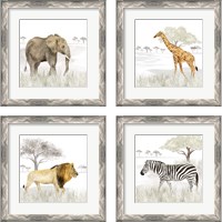 Framed 'Serengeti Wildlife 4 Piece Framed Art Print Set' border=