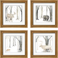 Framed Winter Forest Animal 4 Piece Framed Art Print Set