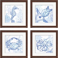 Framed 'Coastal Sketchbook 4 Piece Framed Art Print Set' border=