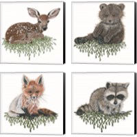 Framed Baby Forest Animal 4 Piece Canvas Print Set