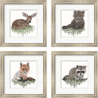 Framed Baby Forest Animal 4 Piece Framed Art Print Set