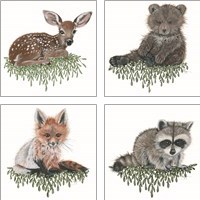 Framed Baby Forest Animal 4 Piece Art Print Set