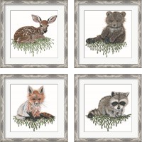 Framed 'Baby Forest Animal 4 Piece Framed Art Print Set' border=