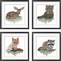 Framed 'Baby Forest Animal 4 Piece Framed Art Print Set' border=