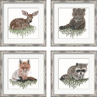 Framed 'Baby Forest Animal 4 Piece Framed Art Print Set' border=
