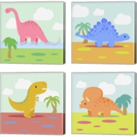 Framed 'Li'l Dino 4 Piece Canvas Print Set' border=