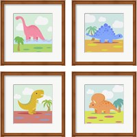 Framed 'Li'l Dino 4 Piece Framed Art Print Set' border=