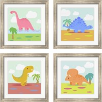 Framed 'Li'l Dino 4 Piece Framed Art Print Set' border=