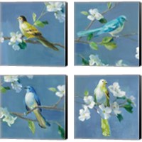 Framed 'Spring in the Neighborhood 4 Piece Canvas Print Set' border=