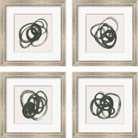 Framed 'Scribbly Black 4 Piece Framed Art Print Set' border=