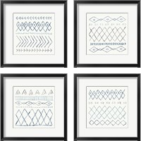 Framed 'Nordic Vibes  Blue4 Piece Framed Art Print Set' border=